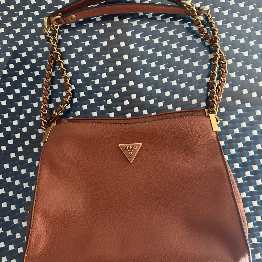 Guess Brown Chain-Link Shoulder Bag